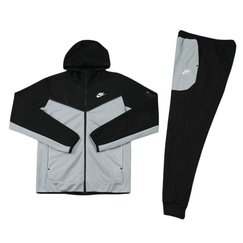 Conjunto Nike Tech Fleece Preto X Cinza Zíper Longo