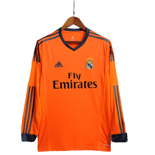 Camisa Real Madrid II Away 2013/14 Retrô (Manga longa) Laranja