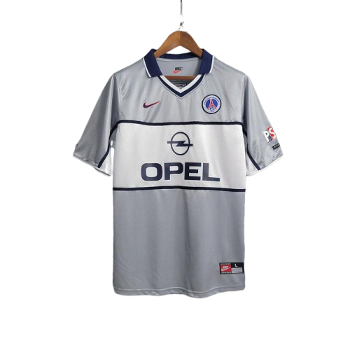 Camisa Retrô PSG Away Nike 2000/01 Masculino Cinza e Branco