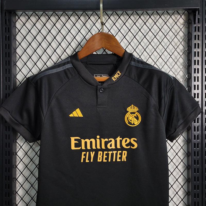 Kit Infantil Real madrid Away 23/24 - Adidas- Preta