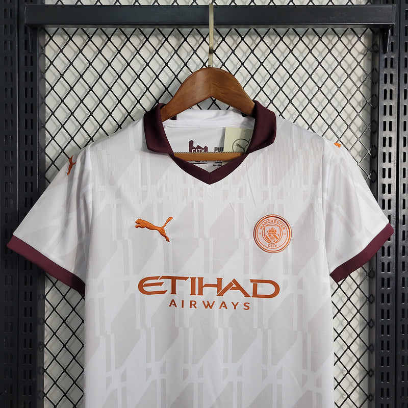 Kit Infantil Manchester City Away 23/24 - Off White