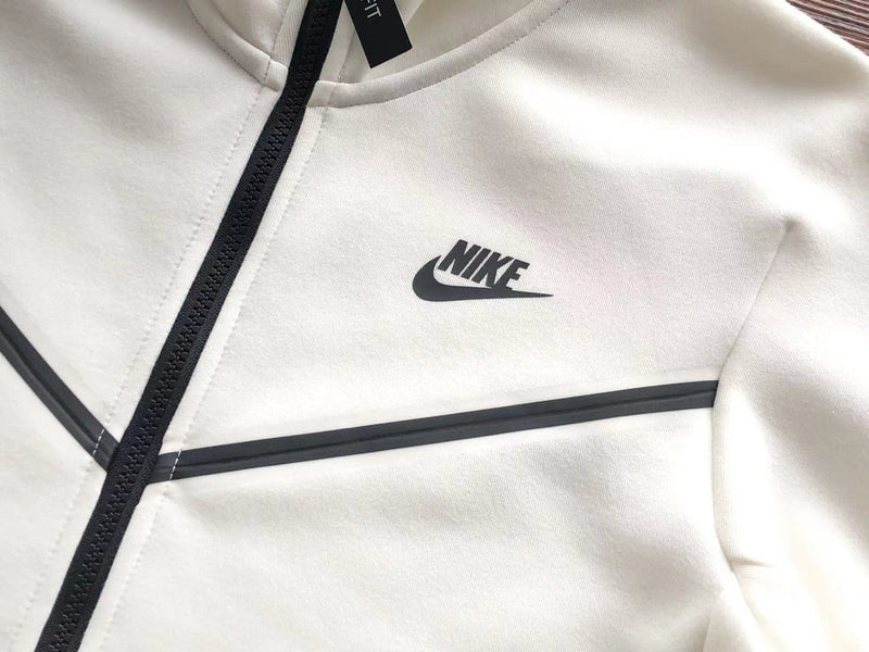 Conjunto Nike Tech Fleece Branco Zíper Longo