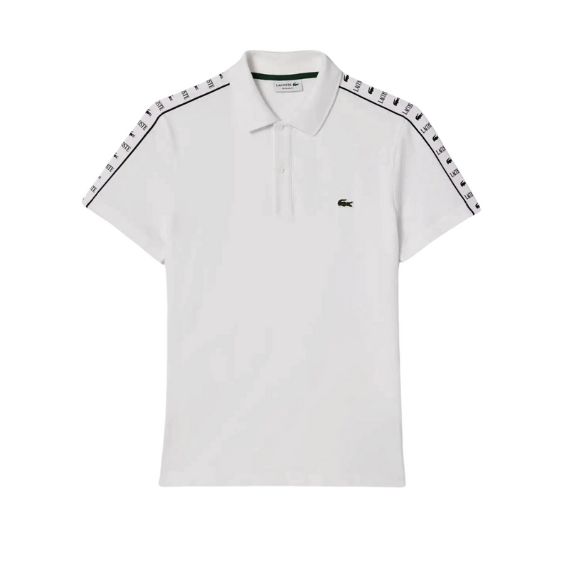 Camisa Polo Lacoste Piqué Listrada Contrastante Branca