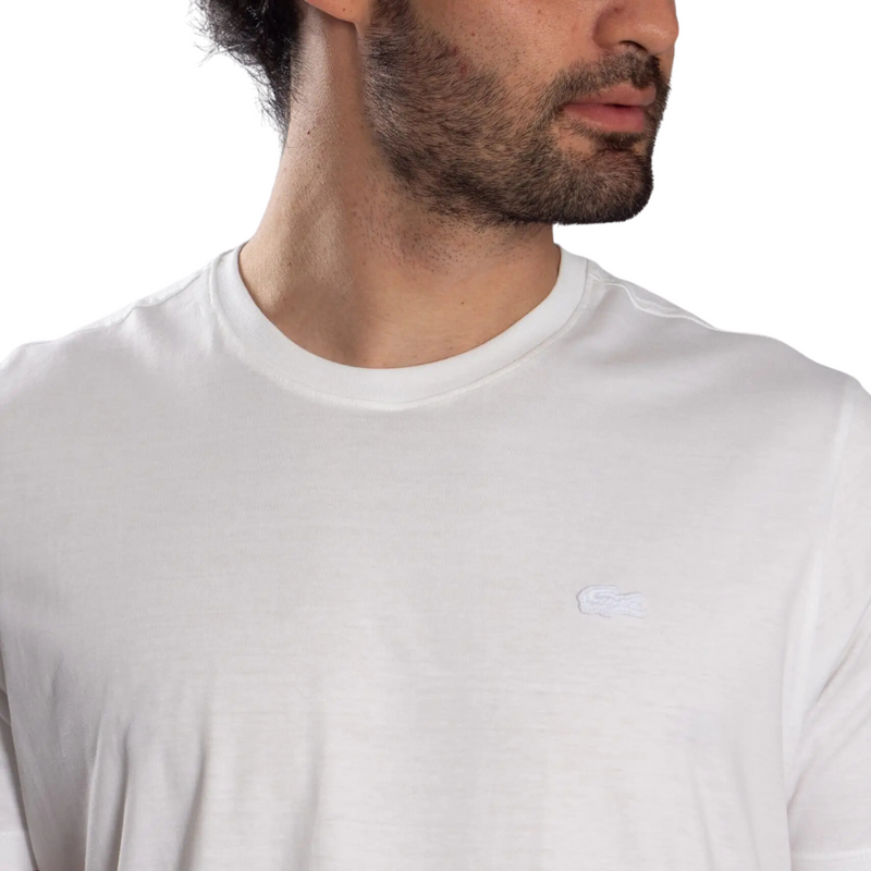 Camisa Lacoste Fio Egípcio Coleção Monocromática Bordada Branca