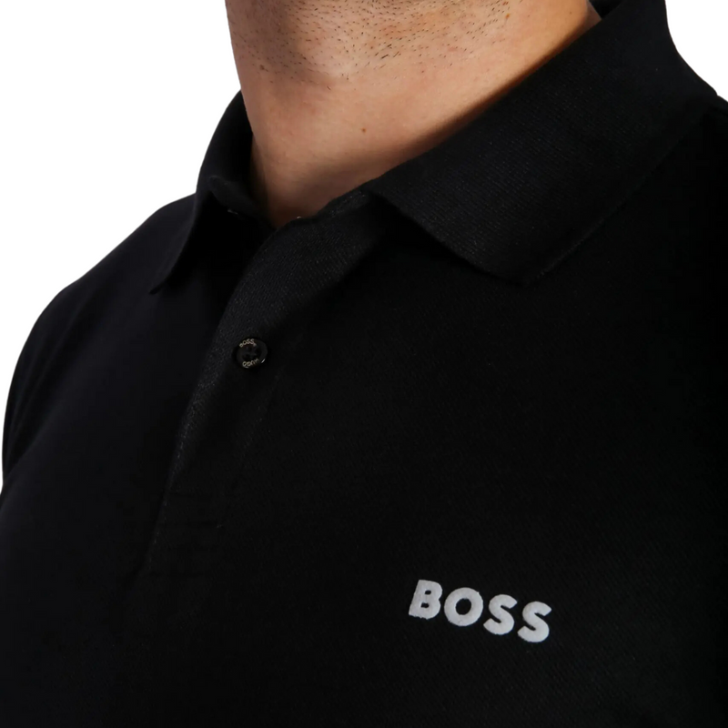 Camisa Polo Boss Piquet Duplo 100% Algodão Mercerizado - Preta