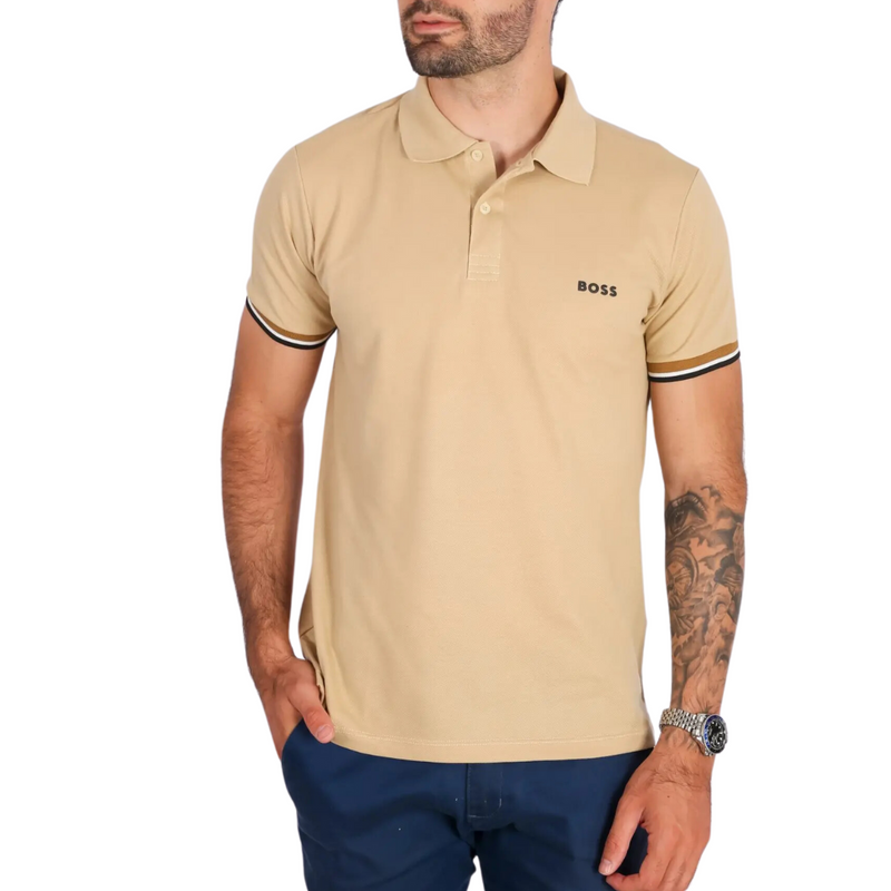 Camisa Polo Boss Piquet Duplo 100% Algodão Mercerizado - BEGE