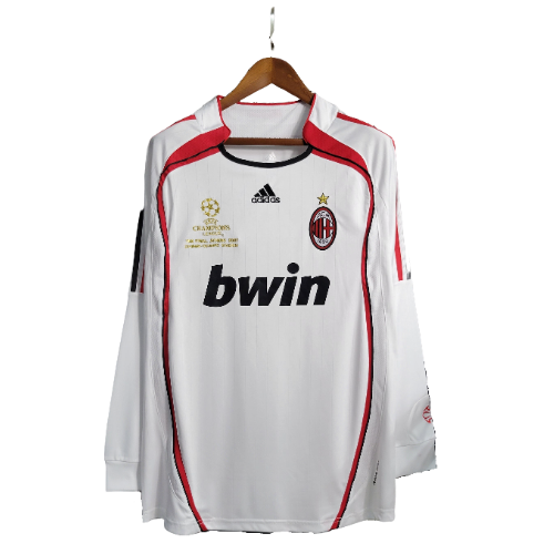 Camisa Retrô Milan II Away 2006/07 Manga Longa Masculino Branco