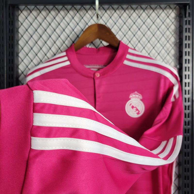 Camisa Retrô Real Madrid Manga Longa III Third Adidas 2014/15 Masculino Rosa