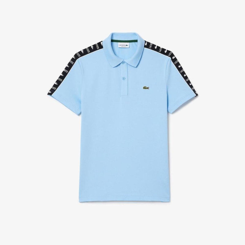 Camisa Polo Lacoste Piqué Listrada Contrastante Azul Bebê