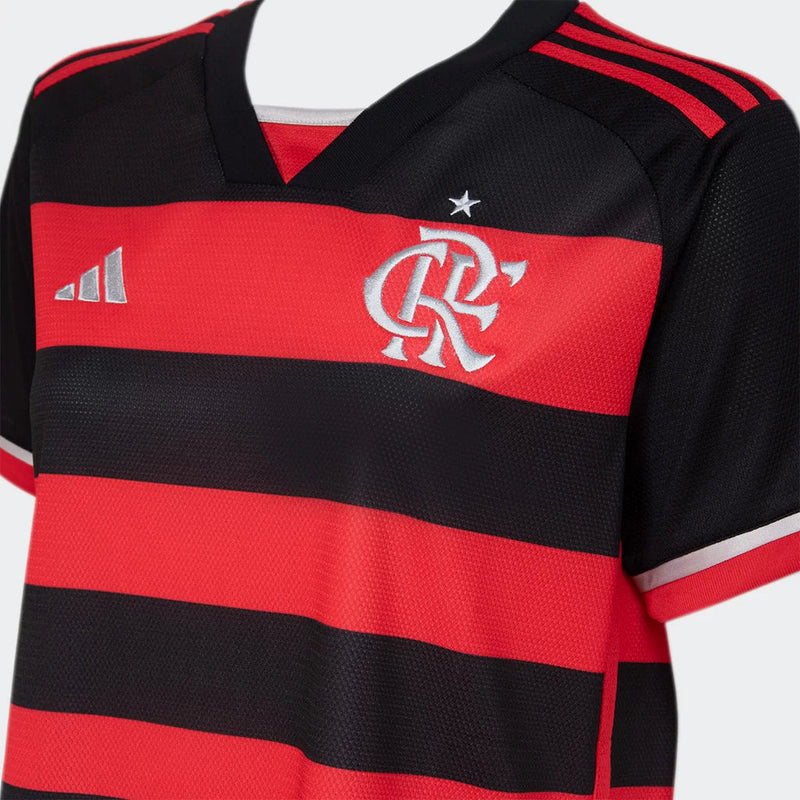 Camisa Flamengo I Home 2024/25  Torcedor Feminino Preto e vermelho