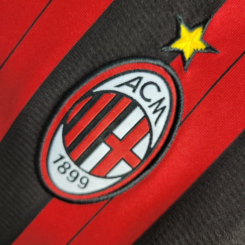 Camisa Retrô Milan I Adidas 2013/14 Manga Longa Vermelho e Preto