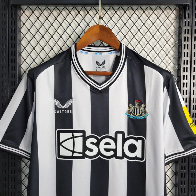 Camisa Newcastle I Home 2023/24 Torcedor Castore Masculino Branco e Preto