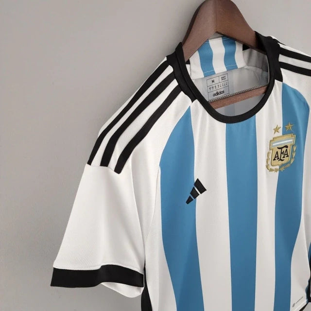 Camisa Argentina I Home 2022/23 Adidas Torcedor Masculino Azul e Branco (3 ESTRELAS)