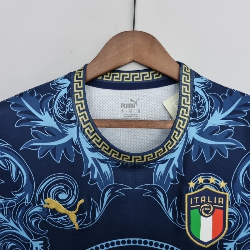 Camisa Seleção Itália x Versace Torcedor 2022/23 Masculino Azul