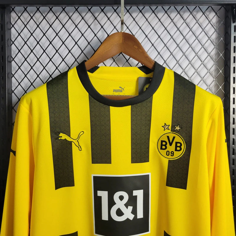 Camisa Borussia Dortmund I Puma 22/23 Manga longa Torcedor Masculino Amarelo