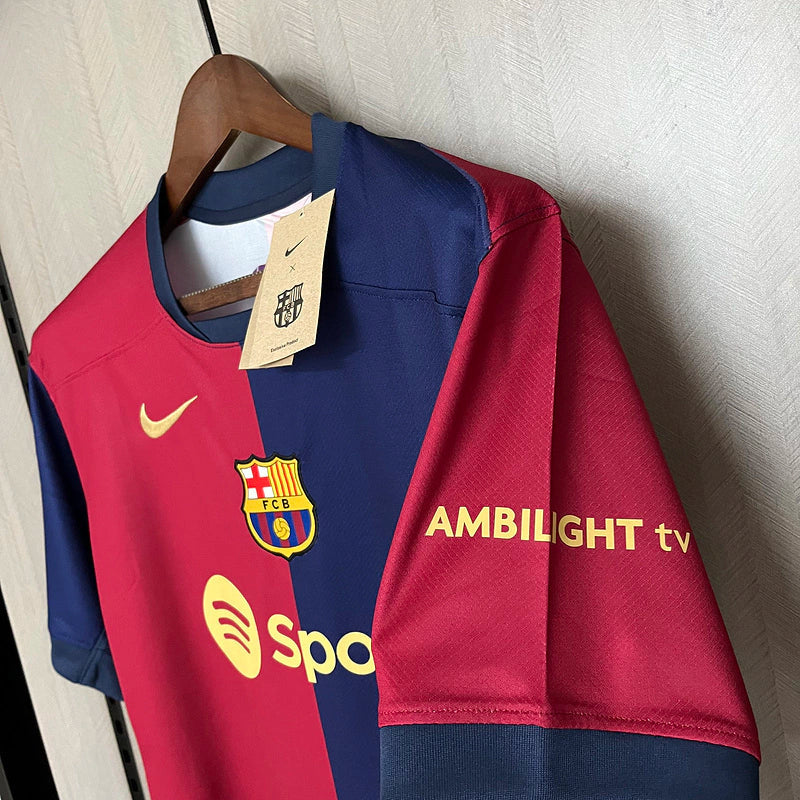 Camisa Barcelona I Home Nike Torcedor 2024/25 Masculino Azul e Grená