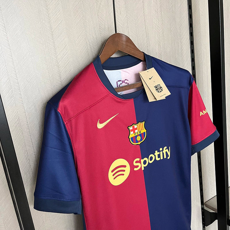 Camisa Barcelona I Home Nike Torcedor 2024/25 Masculino Azul e Grená