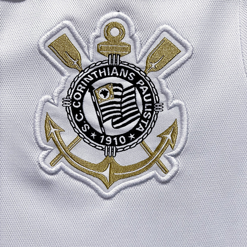 Camisa Corinthians Polo 2023/24 Torcedor Masculina - Branca e Dourada Nike