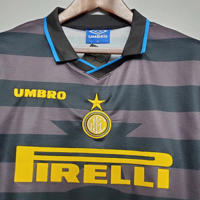 Camisa Retrô Inter de Milão II Away 1997/98 Umbro Masculina Preto e Cinza