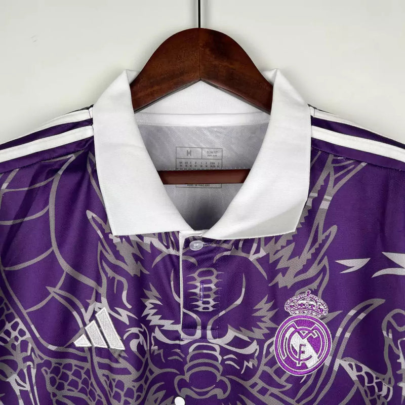 Camisa Real Madrid Edição Dragão Roxo Adidas Torcedor 2023/24 Masculino Roxo