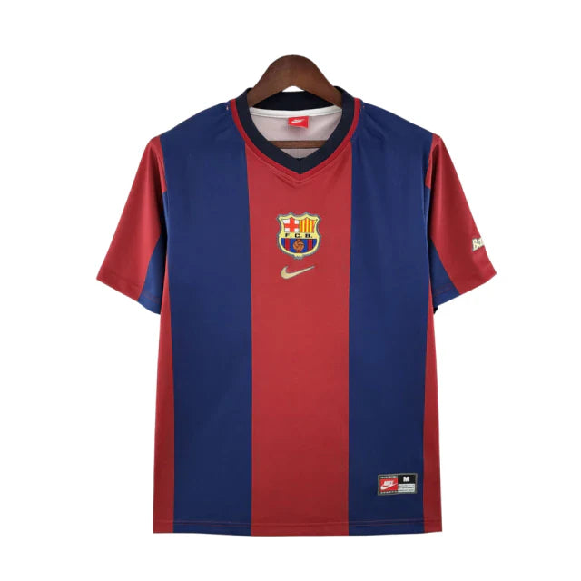 Camisa Retrô Barcelona Home Nike 1998/99 Masculino - Azul e Grená