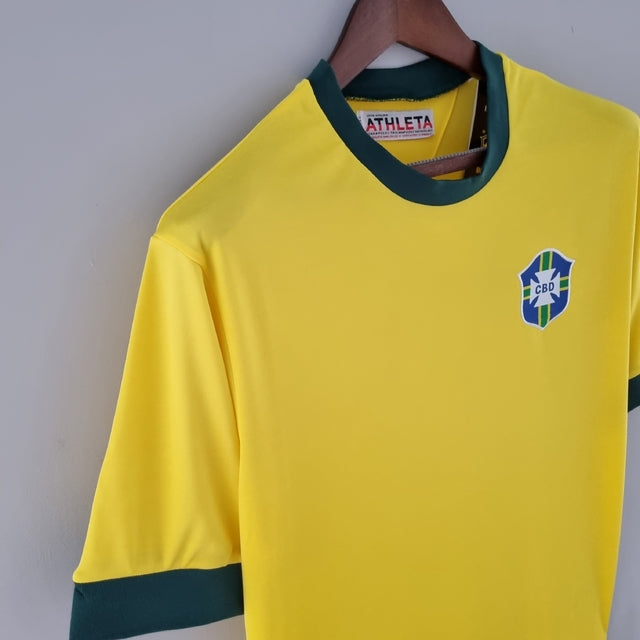 Camisa Retrô 1970 Seleção Brasileira I Masculina - Amarelo e Verde