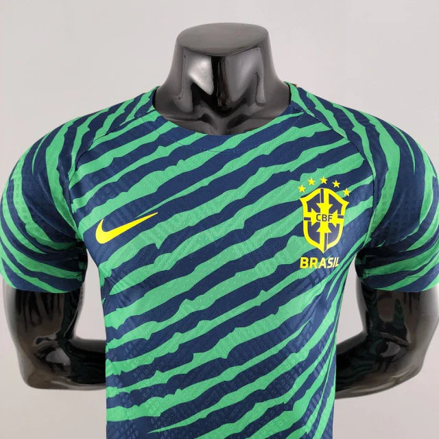 Camisa Seleção Brasileira Pré-Jogo 2022 Jogador Nike Masculina - Azul e Verde