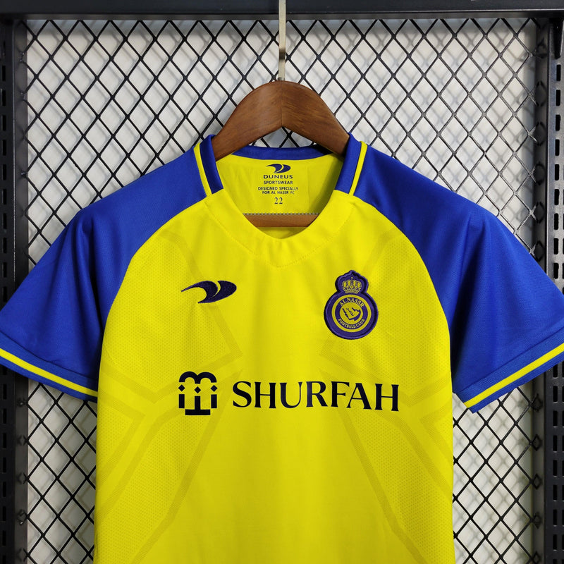 camisa infantil al nassr cristiano ronaldo cr7 amarela e azul