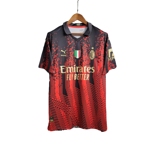 Camisa Puma Milan IV Torcedor 23/24 Masculino Vermelho e Preto