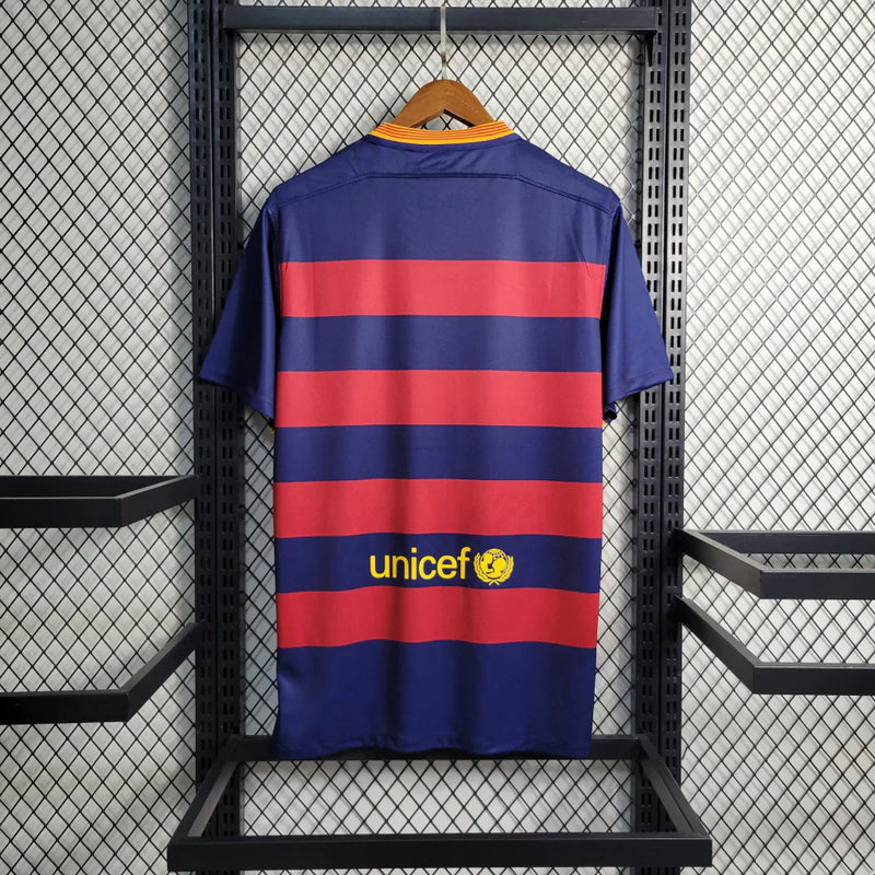 Camisa Retro Barcelona I Home Nike 2015/16 Masculino Azul e Grená 15/16