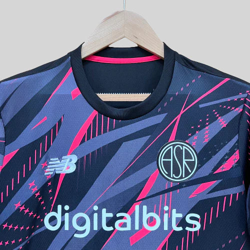 Camisa Roma III Third 23/24 New Balance Torcedor Masculina Preto e Rosa