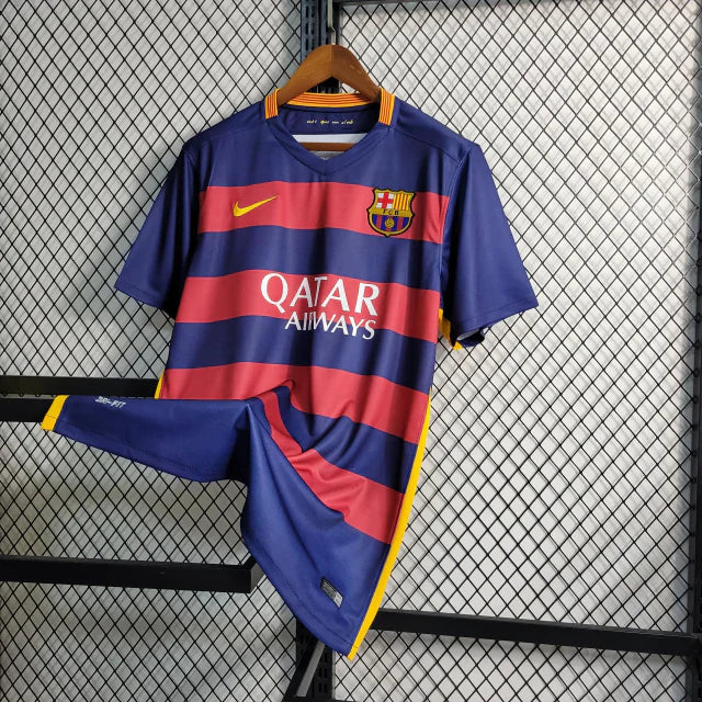 Camisa Retro Barcelona I Home Nike 2015/16 Masculino Azul e Grená 15/16