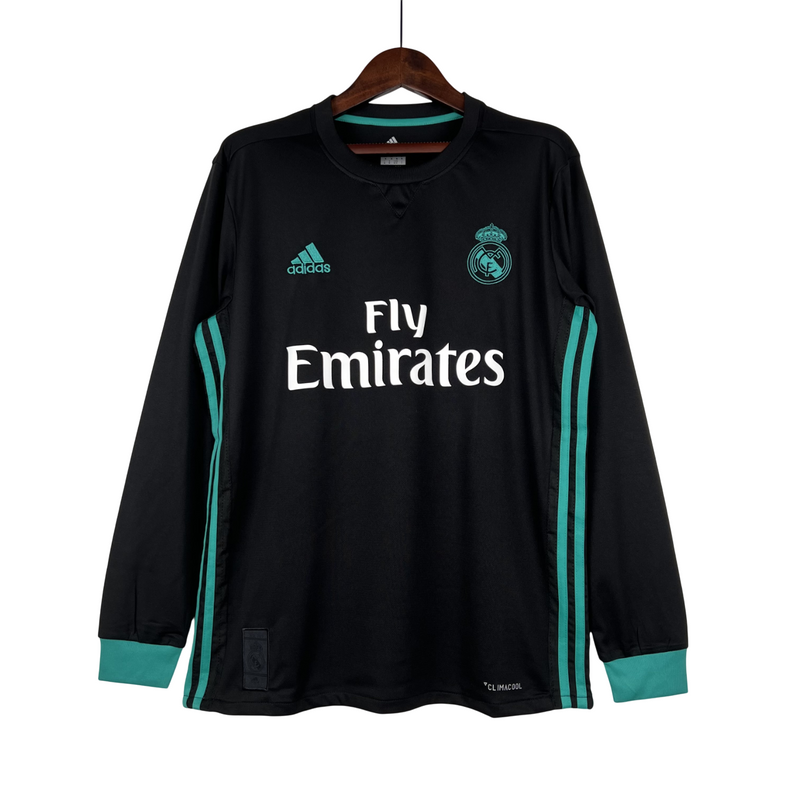 Camisa Retro Real Madrid 17/18 Away Manga Longa Adidas - Preta