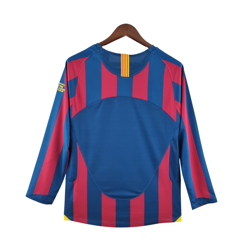 Camisa Retro Barcelona 05/06 Manga Longa Home - Grená