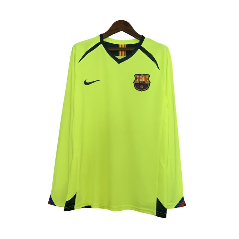 Camisa Retro Barcelona 05/06 Manga Longa Away - Verde