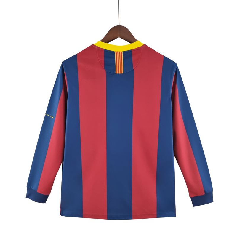 Camisa Retro Barcelona 05/06 Manga Longa 10/11 UEFA Champions League Home - Grená, Azul e Vermelha