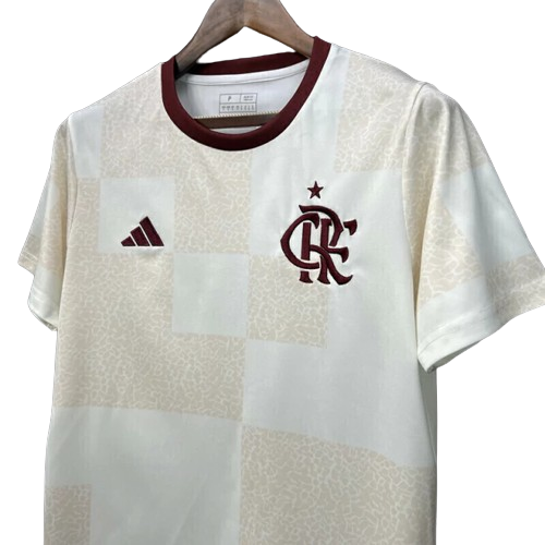 Camisa do Flamengo Pré Jogo Adidas Torcedor 2024/25 Masculino Bege