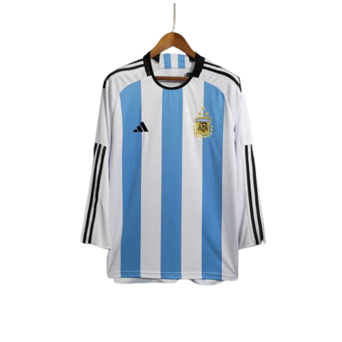 Camisa Seleção Argentina Manga Longa Adidas Torcedor 2023/24 Azul e Branco