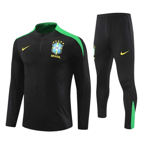 Conjunto Agasalho De Treino Brasil 2024/25 Zíper Curto Masculino Preto