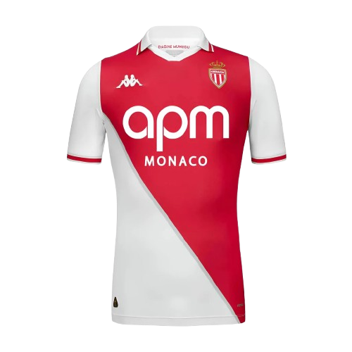 Camisa Monaco I Home Kappa Torcedor 2024/25 Masculino Vermelho e Branco