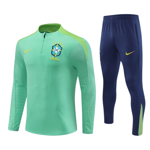 Conjunto Agasalho De Treino Brasil 2024/25 Zíper Curto Masculino Verde