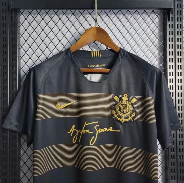 Camisa Retrô Corinthians Ed. Ayrton Senna Nike 2018/19 Masculino Preta