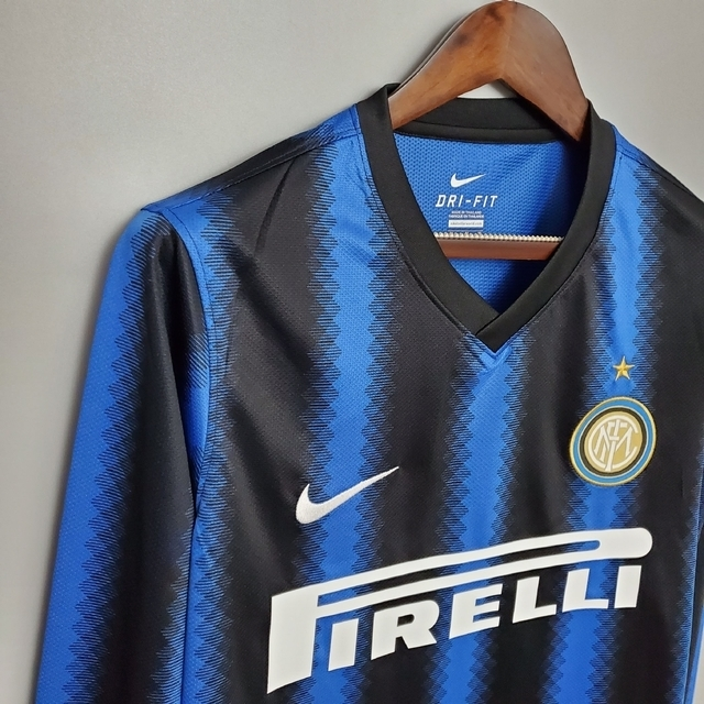 Camisa Inter de Milão Retrô 2010 Manga Longa Azul e Preta - Nike