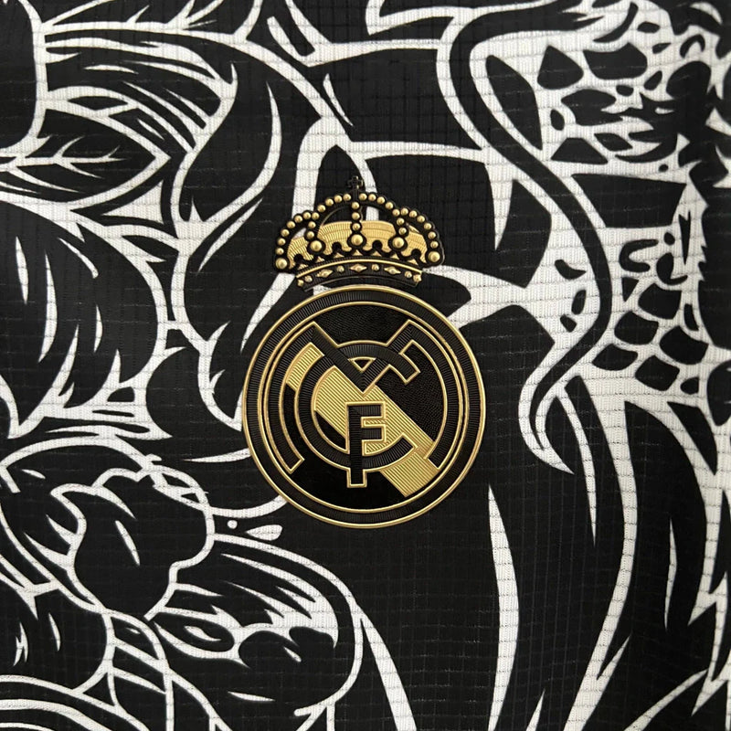 Camisa Real Madrid Dragão Dourado Adidas Torcedor 2023/24 Masculino Preto