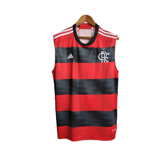 Camisa Flamengo I Regata Adidas Torcedor 23/24 Masculino Vermelho e Preto