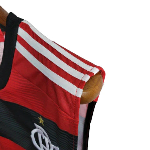 Camisa Flamengo I Regata Adidas Torcedor 23/24 Masculino Vermelho e Preto