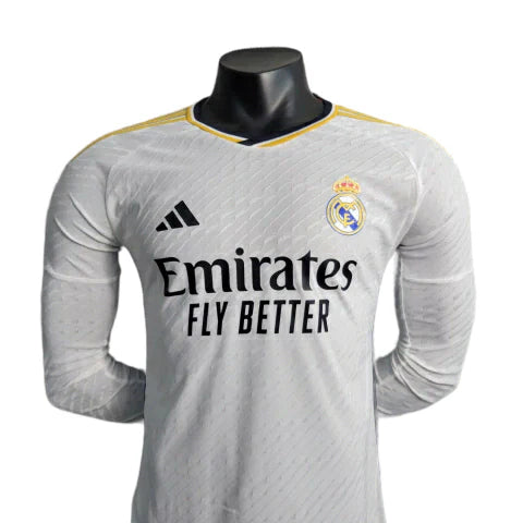 Camisa Real Madrid I 23/24 - Manga Longa - Torcedor Adidas Masculina - Branco