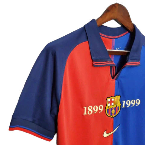 Camisa Retrô Barcelona 100 Anos Nike 1899/99 Azul e Grená