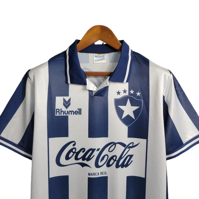 Camisa Botafogo I Retrô 1994 Torcedor Masculino - Preta e branca com Patrocínio da Coca Cola