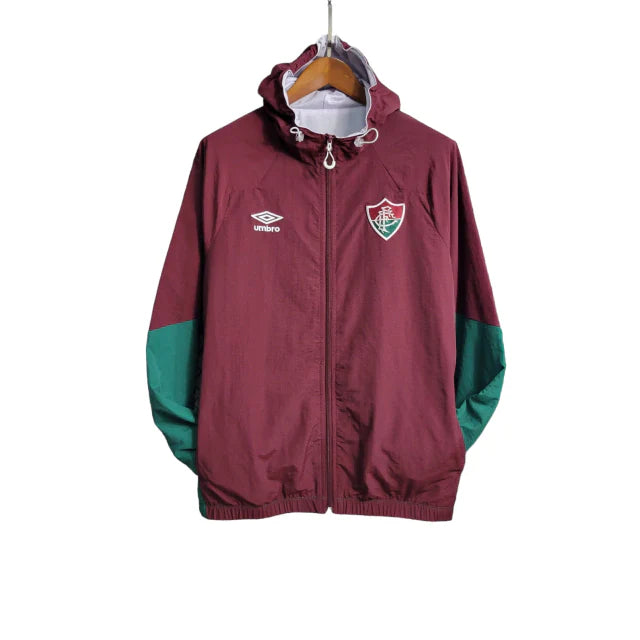 Jaqueta Corta-Vento Fluminense Umbro 2023/24 Masculino Vermelho e Verde